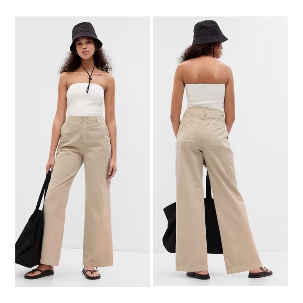 GAP Women's Size 4 Moonstone Beige 100% Cotton Loose Fit‎ Khaki Pants